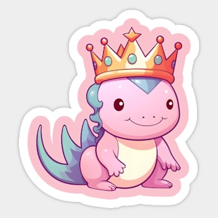 Regal Cartoon Axolotl Wearing a Gleaming Crown Sticker